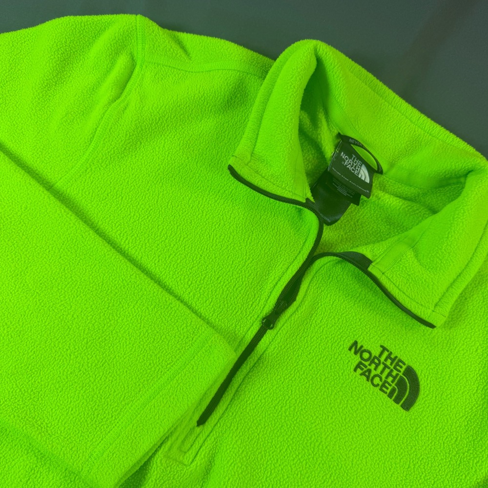 The North Face Mens TKA 100 Quarter Zip Fleece Pullover Neon Green S PJ 388200